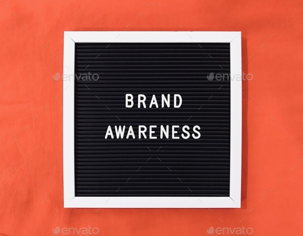Brand awareness on orange background