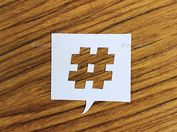 Hashtag on wooden table 71