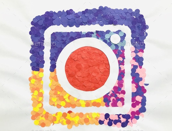Instagram logo made by thousands of colorful circles 14 - Stock Photo - Images