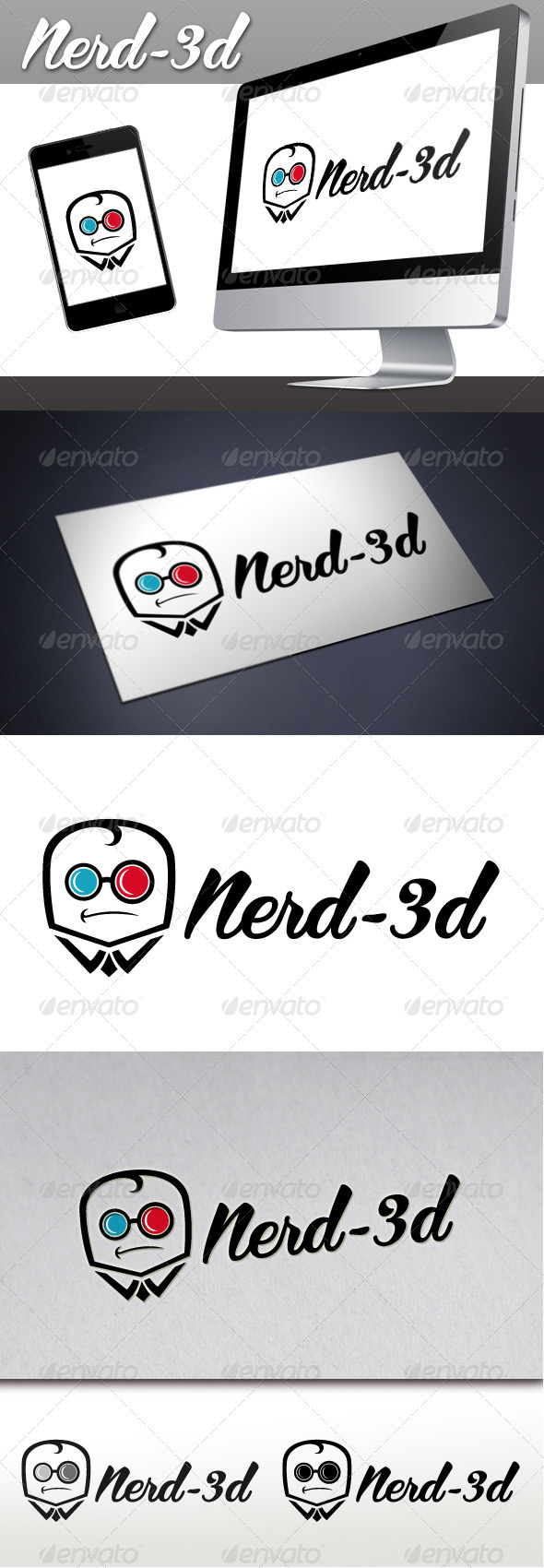 Nerd 3D Glasses - Humans Logo Templates