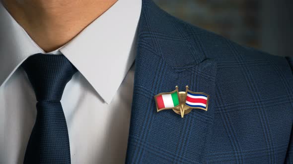 Businessman Friend Flags Pin Italy Costa Rica alt