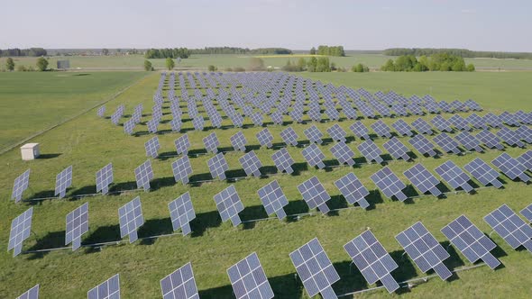 Solar Battery Field Generates Electricity alt