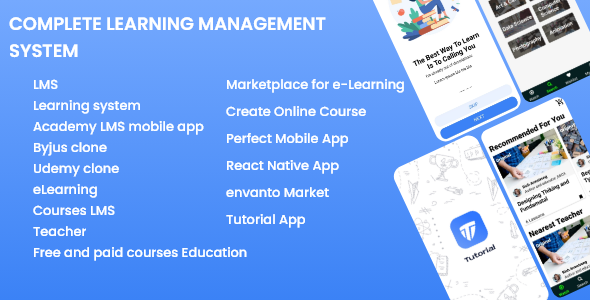 React Native | E learning App | LMS| Byjus | Udemy | eLearning | Videos | Education |Tutorial App