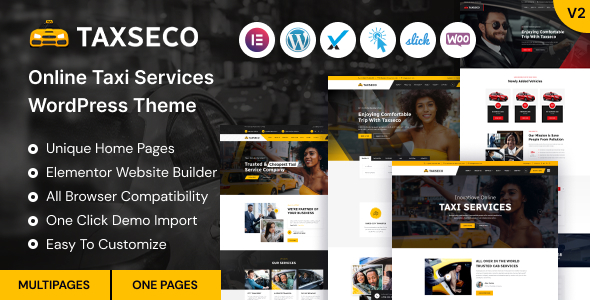 Taxseco – Online Taxi Service WordPress Theme