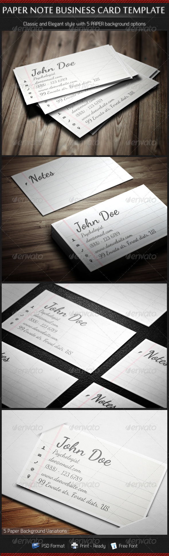 Paper Note Handscript Creative Business Cards - Retro/Vintage Business Cards