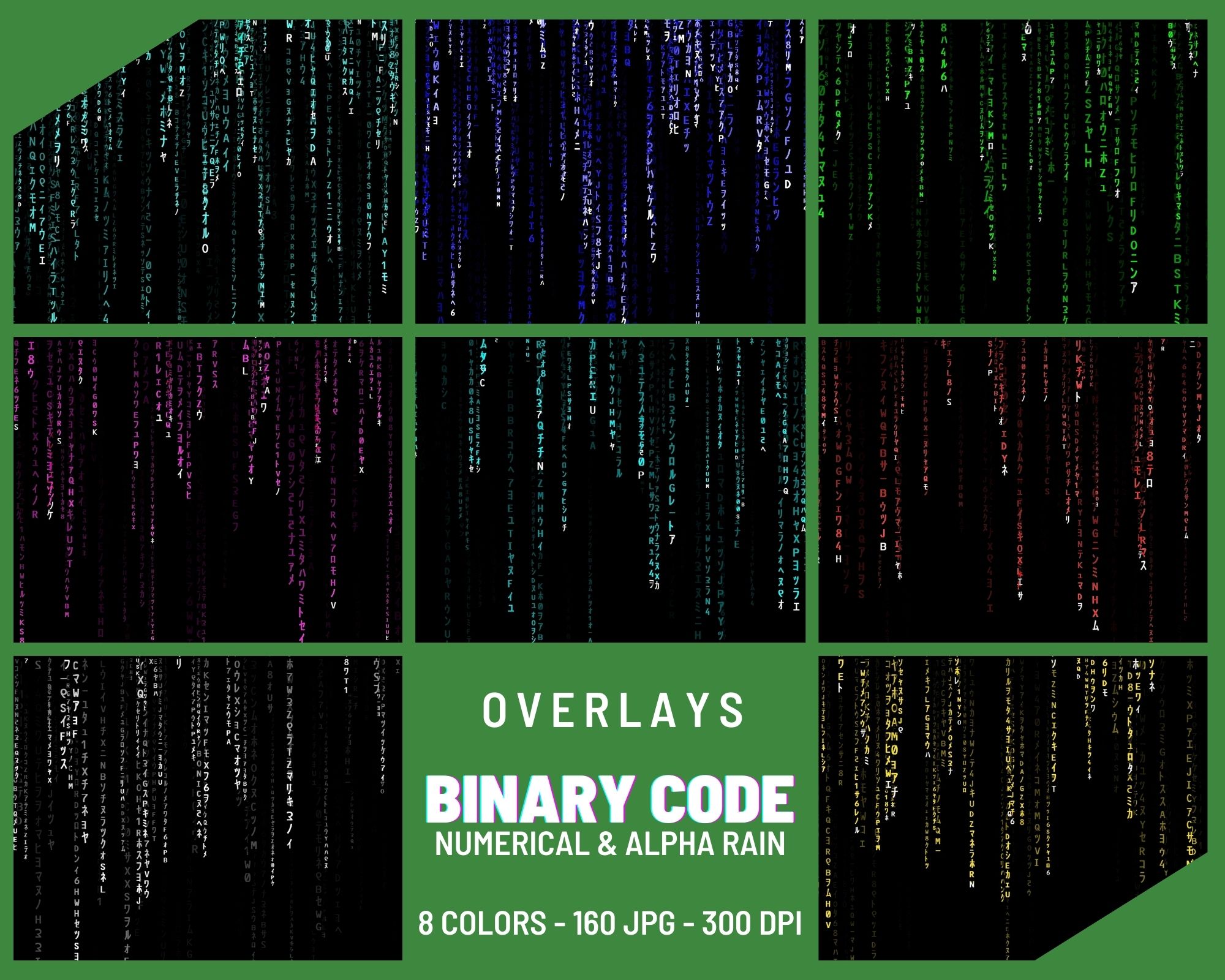 Binary Code - Numerical & Alpha Rain,Overlays., Add-ons | GraphicRiver