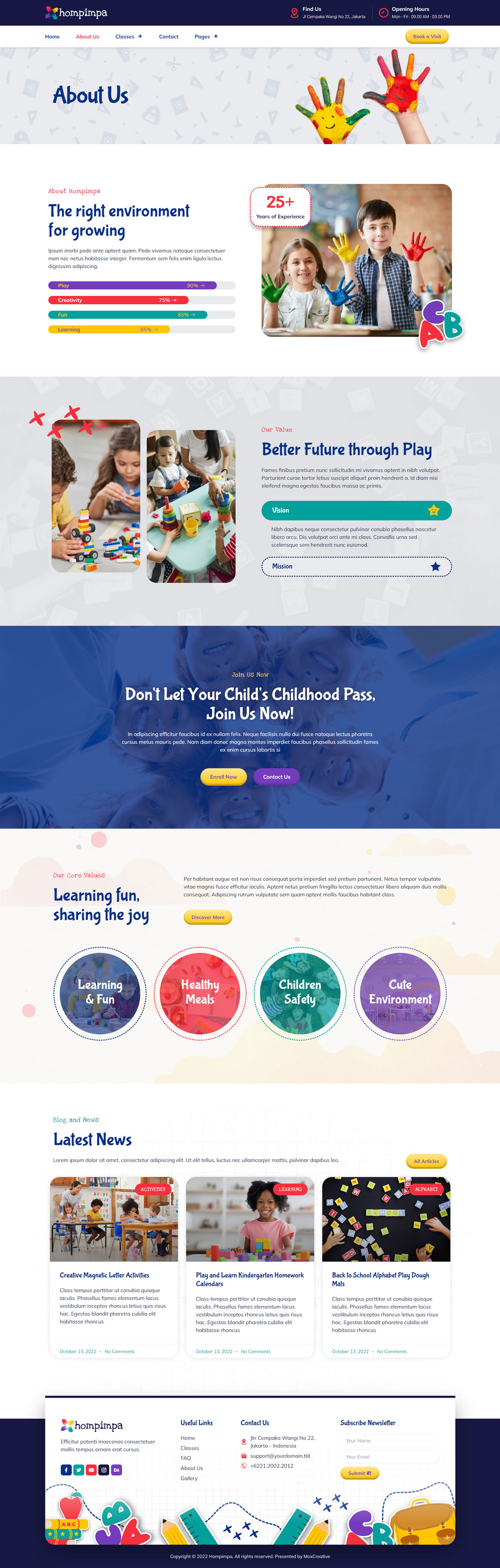 Hompimpa - Kindergarten & Child Care Elementor Template Kit by moxcreative