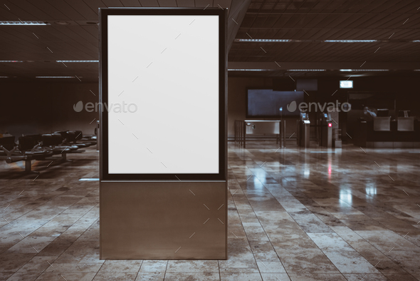 A blank billboard mock-up indoors