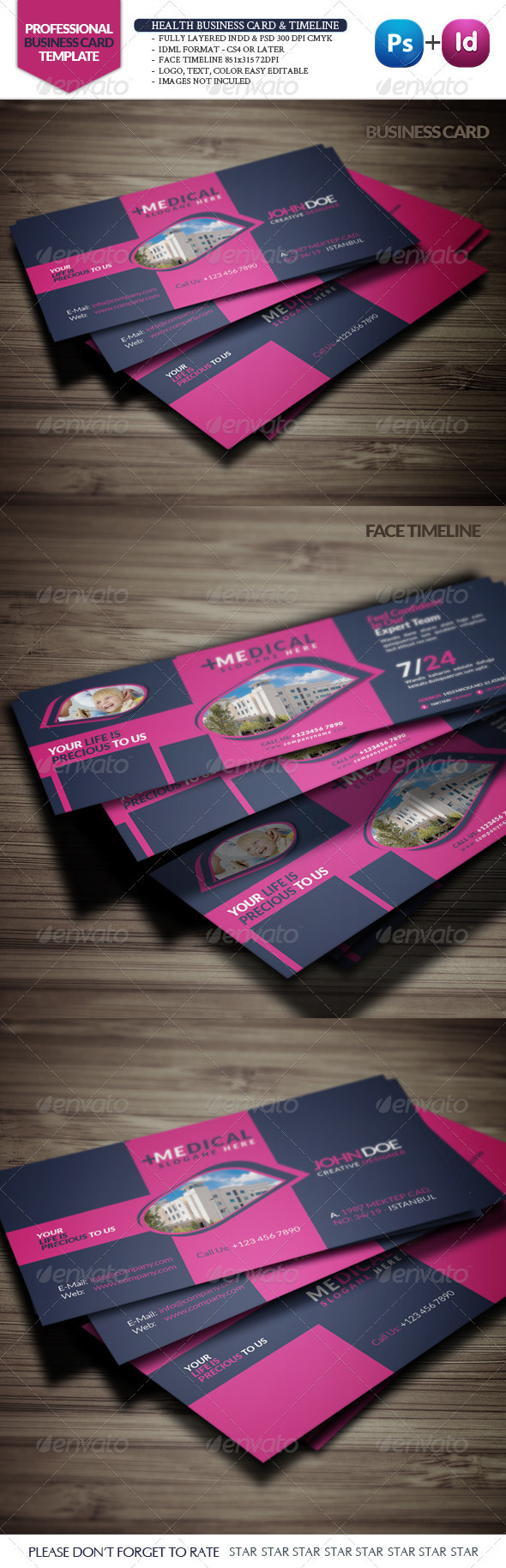 Health Business Card & Face Timeline - Creative Business Cards