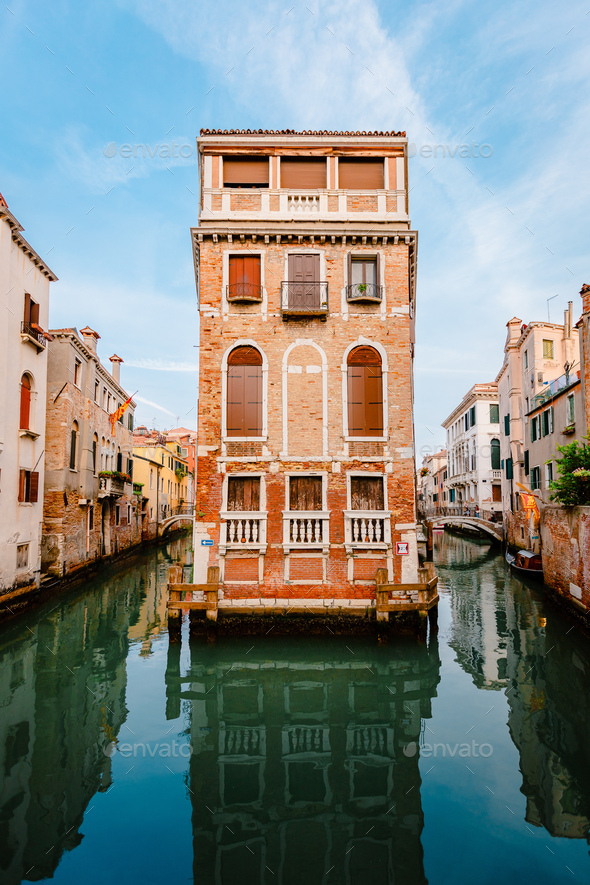 Characteristic building on canals of Venice - Stock Photo - Images
