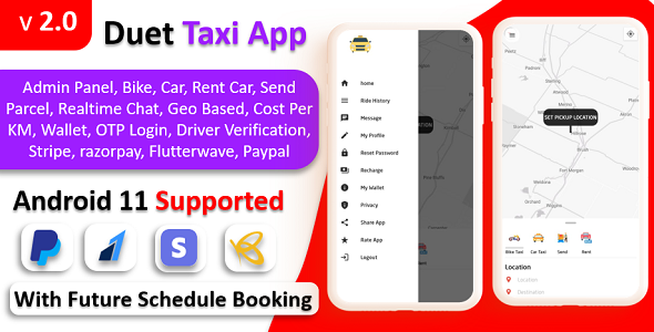 Duet Taxi App - Taxi App With Admin Panel | Multi Payment Gateway | Recharge Wallet | Notification
