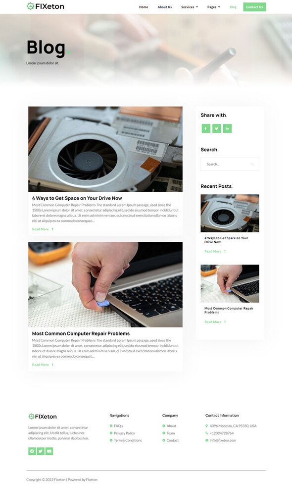 Fixeton - Computer Repair Service Elementor Template Kit