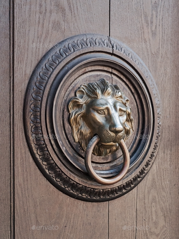 Noble door knocker beater in the shape of lion's head in Classical ...