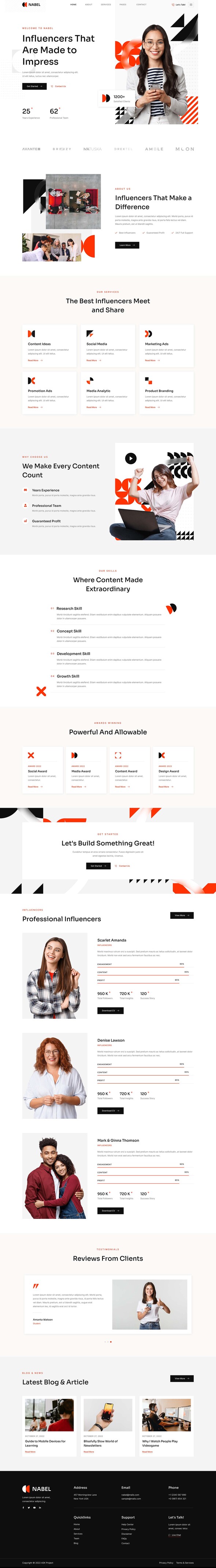 Nabel - Influencer Marketing Agency Elementor Template Kit