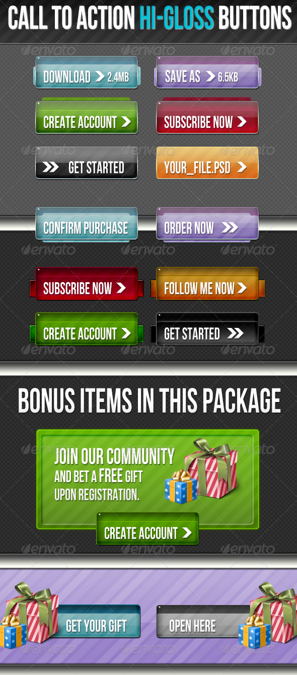 High Gloss Buttons - Buttons Web Elements