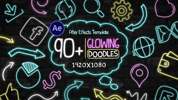 90+ Glowing Doodles Pack Elements template preview