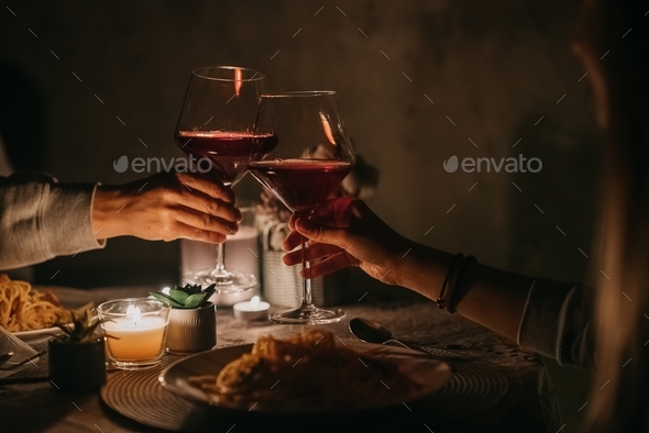 Romantic candlelight dinner for two lovers