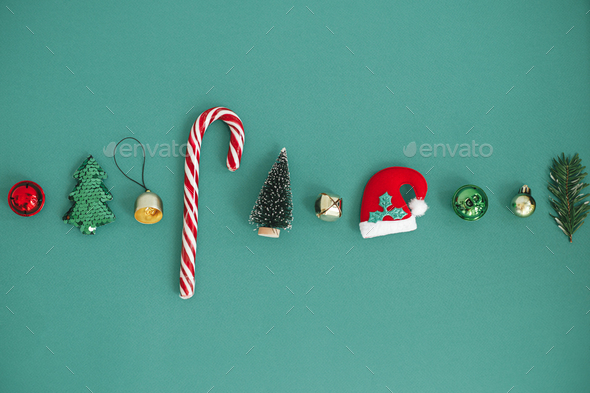 Merry Christmas! Aesthetic winter holidays, festive banner. Stylish  christmas gifts flat lay Stock Photo by Sonyachny