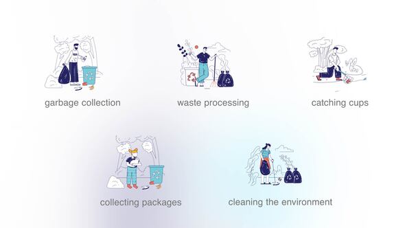 People collecting garbage - Flat concepts (MOGRT)