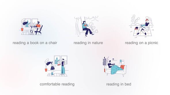 People reading book - Flat concepts (MOGRT)