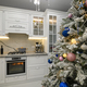 Interior of bright modern kitchen decorated for Christmas - PhotoDune Item for Sale