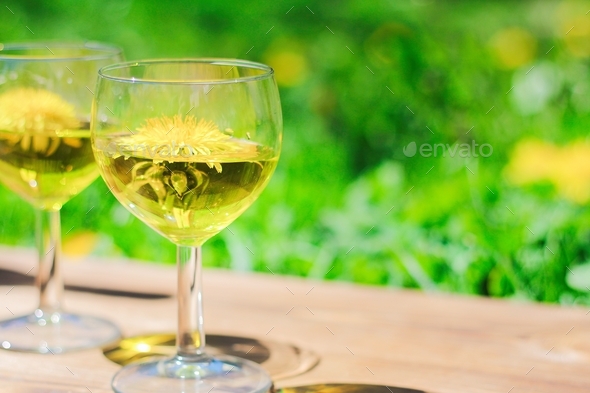 dandelion wine. two glasses of drink