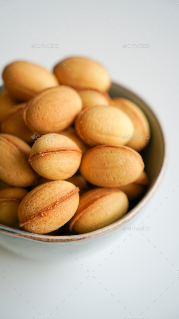 Homemade Nuts cookies with caramelized condensed milk. Russian and Ukrainian cuisine