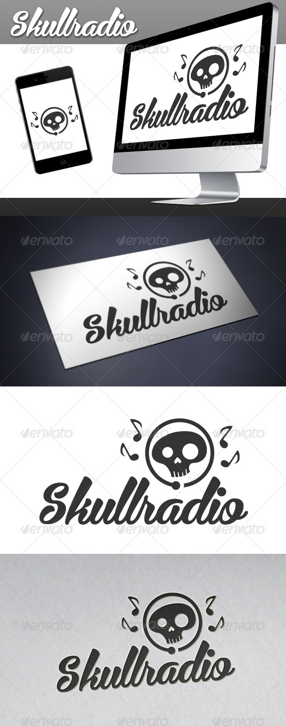 Skull Radio Logo - Objects Logo Templates