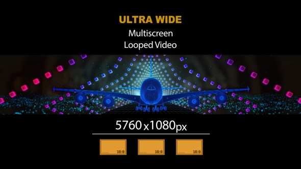 Ultra Wide HD Airplane Take Off Wireframe 03 alt