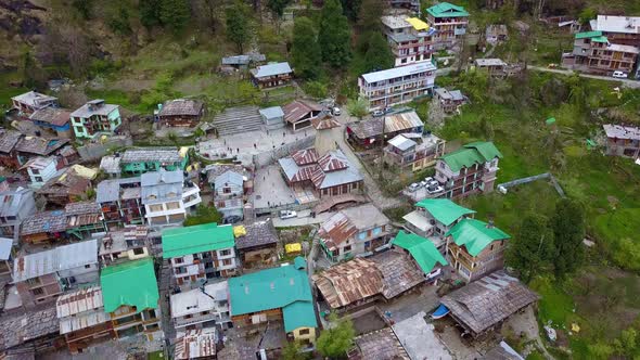 Aerial View Of Manu Temple A Historical Hindu Temple In Serene Landscape Of Old Manali In Manali alt