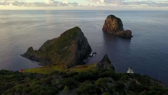 Aerial footage of beautiful coastline in New Zealand