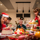 Multi-ethnic big family  having dinner and celebrating Christmas party together on dining table.  - PhotoDune Item for Sale