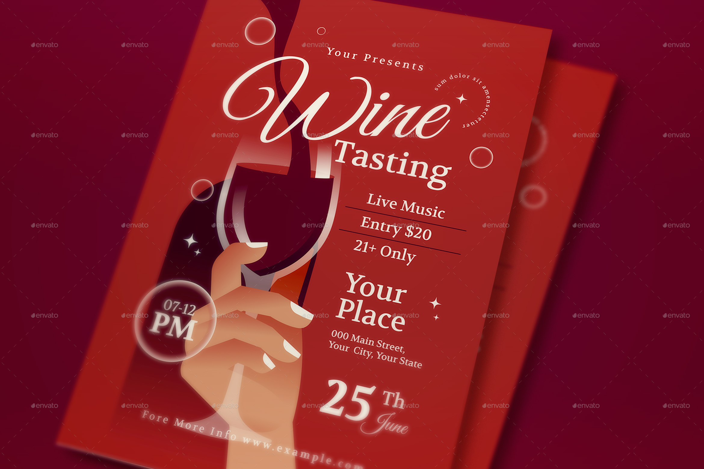 Red Flat Design Gradient Wine Tasting Flyer Set, Print Templates ...