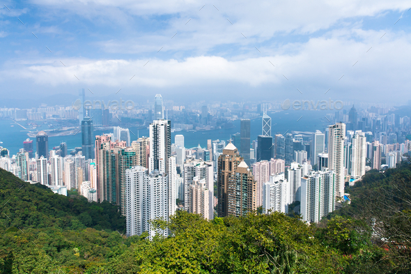 View of Hong Kong skyline form Victoria Peak, Hong Kong. - Stock Photo - Images