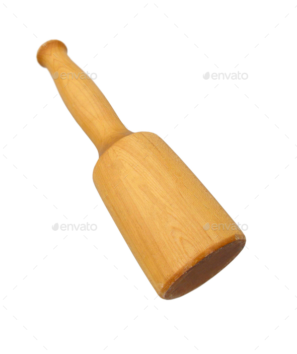 vintage wooden mallet isolated