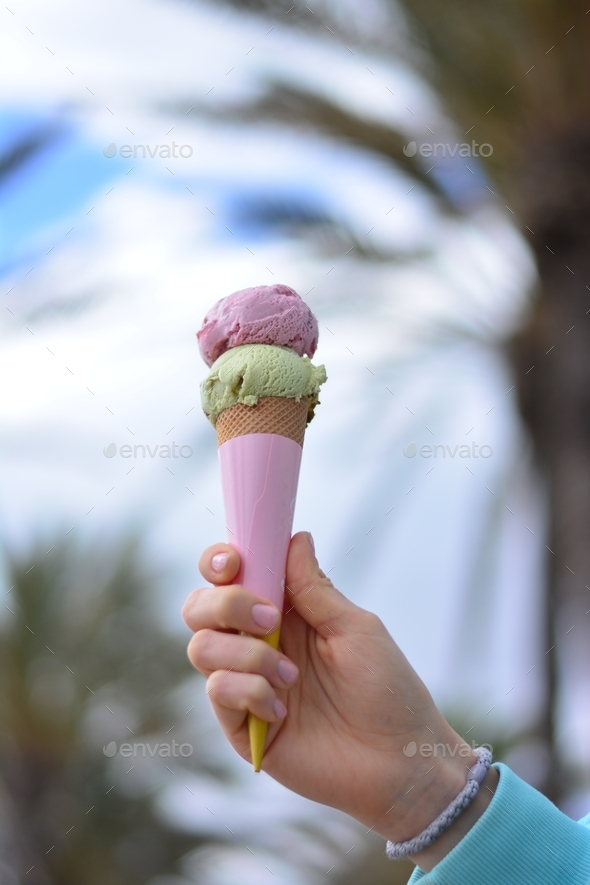 Pink and green ice cream Stock Photo by Helene_26 | PhotoDune