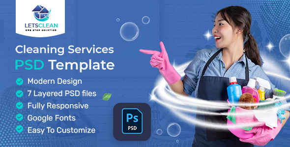 LetsClean | Cleaning Services PSD Template