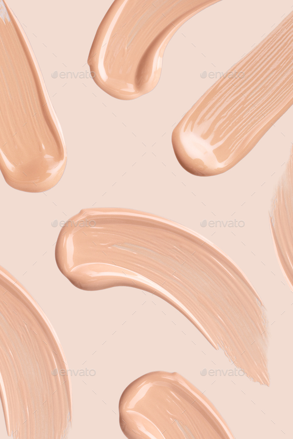 pattern cosmetic smear foundation cream foundation on a beige background