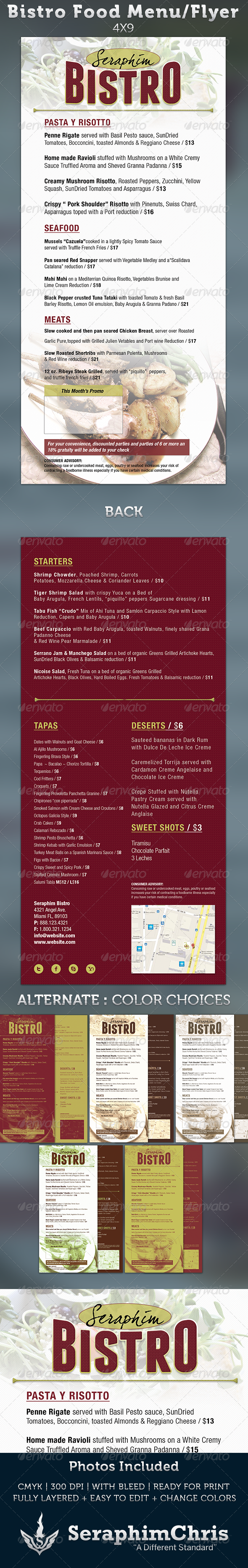 Bistro Food Menu Flyer Template - Restaurant Flyers