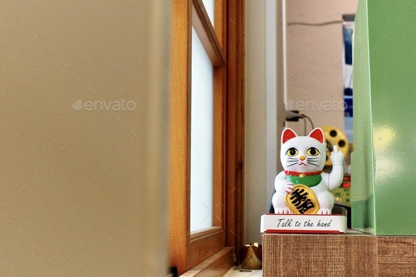 Lucky waving cat showing finger. Talk to the hand! Anti-social attitude. Fun toy.