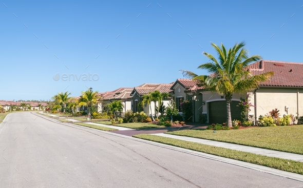 Luxury real estate in Bonita Springs, Florida. Golf community and residential neighborhood.