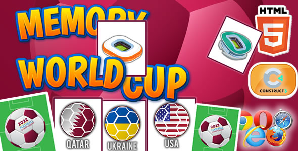 Memory World Cup - HTML5 Game (Construct 3)