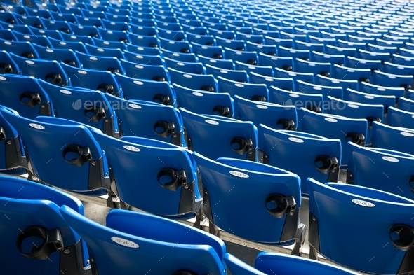 Blue seats in football stadium Stock Photo by EvergreenPlanet | PhotoDune