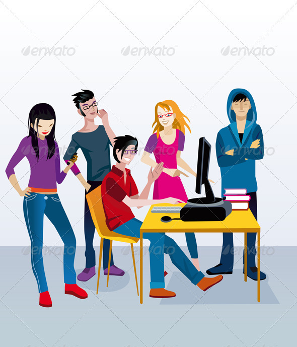 Students with Computer - Computers Technology
