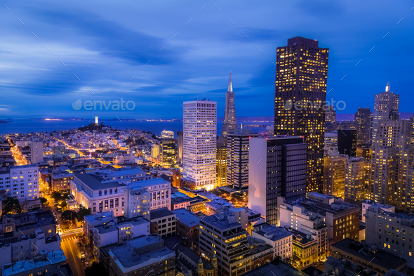 San Francisco cityscape looking over the financial district - Stock Photo - Images