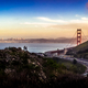San Francisco Golden Gate Bridge at sunset with hikers - PhotoDune Item for Sale