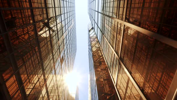 Vertical View of Modern High Rise Skyscraper Buildings in the City alt