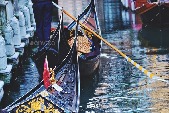 Gondolas in Venice, Italy - Stock Photo - Images