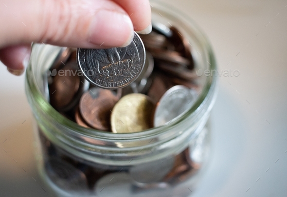 Coin jar with change