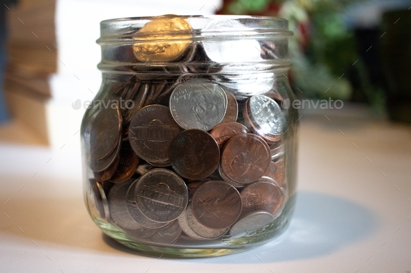 Coin jar full of change